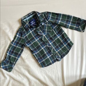 Boys Green Plaid Button-Down Shirt